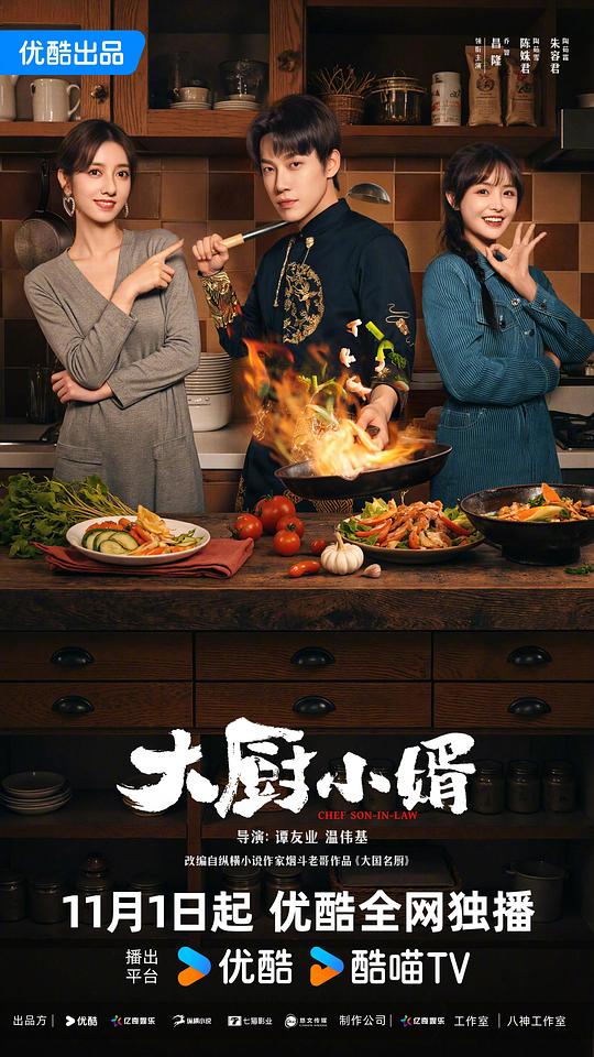 alt="电视剧《大厨小婿》(2025)宣传海报,呈现男主角乔智在传统食堂中烹饪的温馨场景,展现美食与家庭温情交织的治愈氛围。"