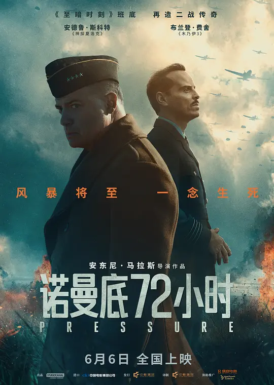 alt="[电影]《诺曼底72小时》(2026)宣传海报，呈现安德鲁·斯科特饰演的气象学家与布兰登·费舍饰演的艾森豪威尔在战前紧张对峙，展现诺曼底登陆前夕决定成败的天气博弈与战争悬念。"