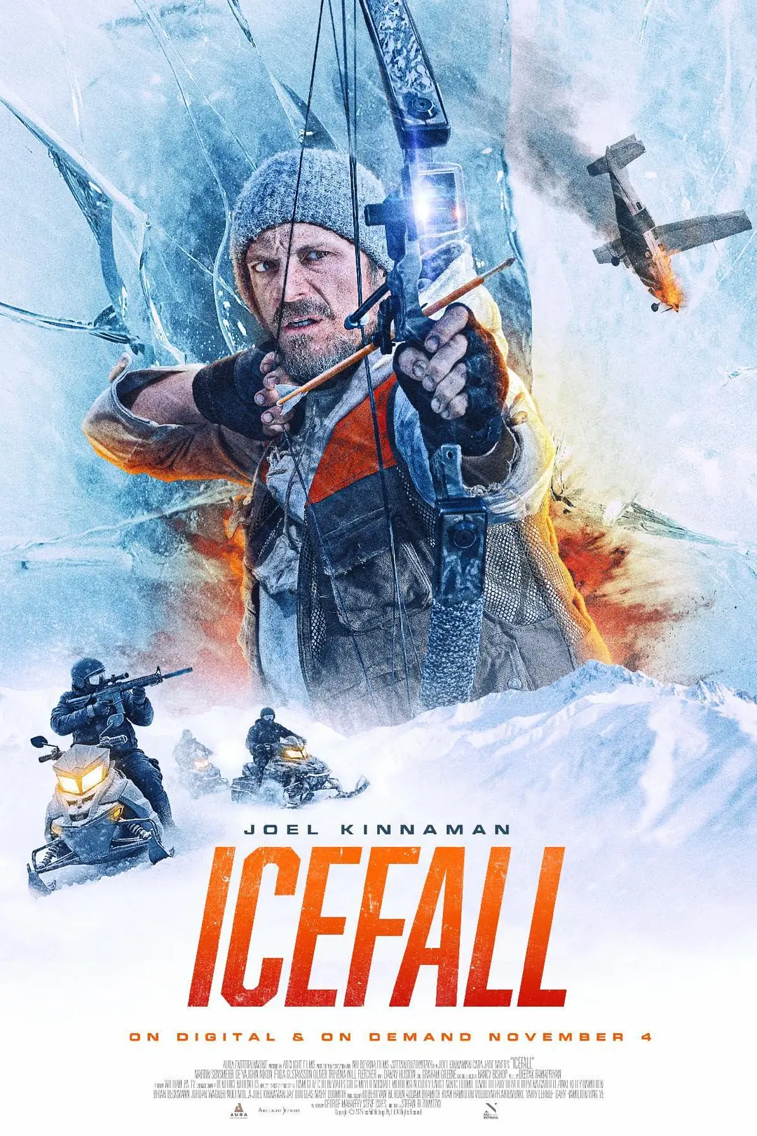 美剧《冰湖行动》(2025)海报，猎场管理员与偷猎者联手穿越冰湖逃生，极寒环境下对抗罪犯与腐败警察的惊险对决。